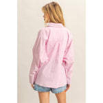 Long Sleeve Poplin Oversized Shirt | Pink