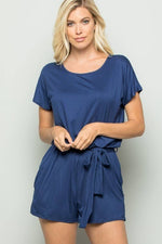 Curvy Solid Romper With Waist Belt | Black