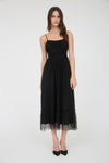Polka Dot Tulle Spaghetti Strap Midi Dress | Black