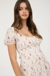 Floral Corset Detail Back Mini Dress | White