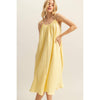 Shirring Neckline Sleeveless Dress | Yellow