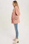 Fuzzy Knit Balloon Sleeve Jacket | Dusty Pink