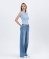 The Mandi High Rise Frayed Hem Wide Leg Jeans