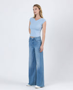 The Mandi High Rise Frayed Hem Wide Leg Jeans