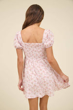 Floral Lace Trim Hook Mini Dress | Pink