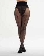 Cuban Heel Seamed Tights, 20 Den | Black