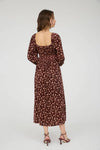 Floral Long Sleeve Velvet Midi Dress | Burgundy