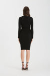 Collared Knit Midi Dress | Black