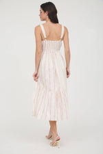 Floral Stripe Button Detail Maxi Dress | Pink
