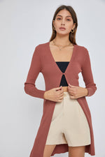 Ribbed Duster Cardigan | Terracotta