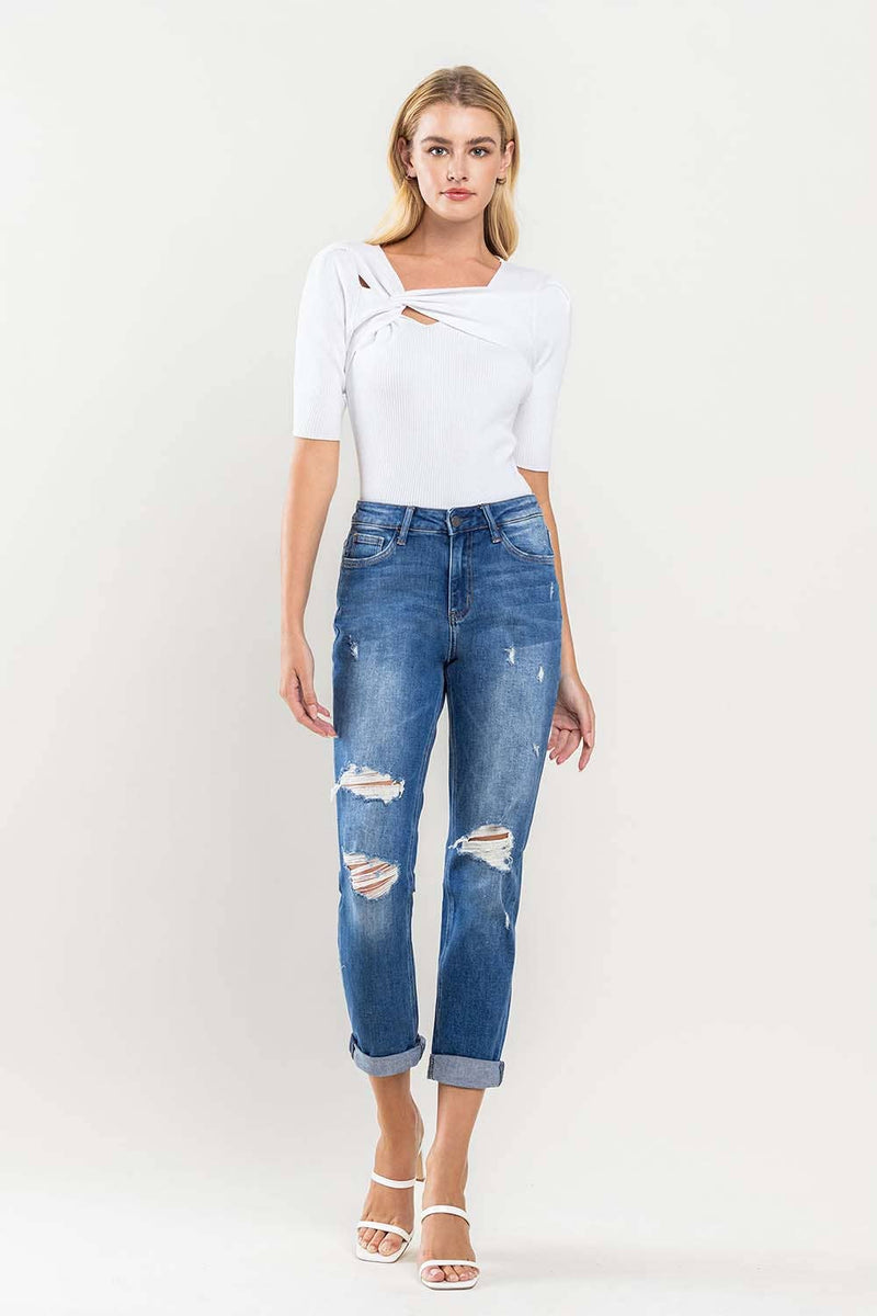 The Skeeter High Rise Distressed Boyfriend Jean