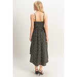 Ditsy Floral Print Sleeveless Midi Dress | Black