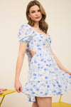 Floral Open Back Mini Dress | Blue