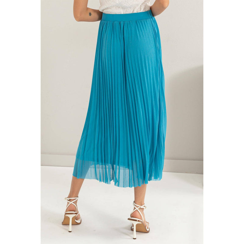 Pleated High-Waist Mesh Skirt | Turquoise