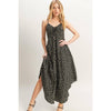 Ditsy Floral Print Sleeveless Midi Dress | Black