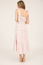 Floral Tie Strap Ruched Detail Maxi Dress | Pink
