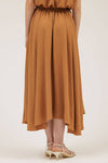 Boxy Pleated Midi Skirt | Camel