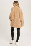 Fuzzy Knit Balloon Sleeve Jacket | Dusty Pink