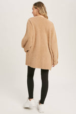 Fuzzy Knit Balloon Sleeve Jacket | Dusty Pink