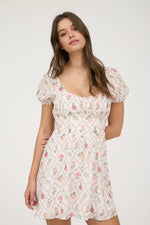Floral Corset Detail Back Mini Dress | White