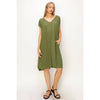 V-Neck Oversized Linen Midi Dress | Moss