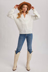 Split Neck Cable Sweater Pullover | Mocha