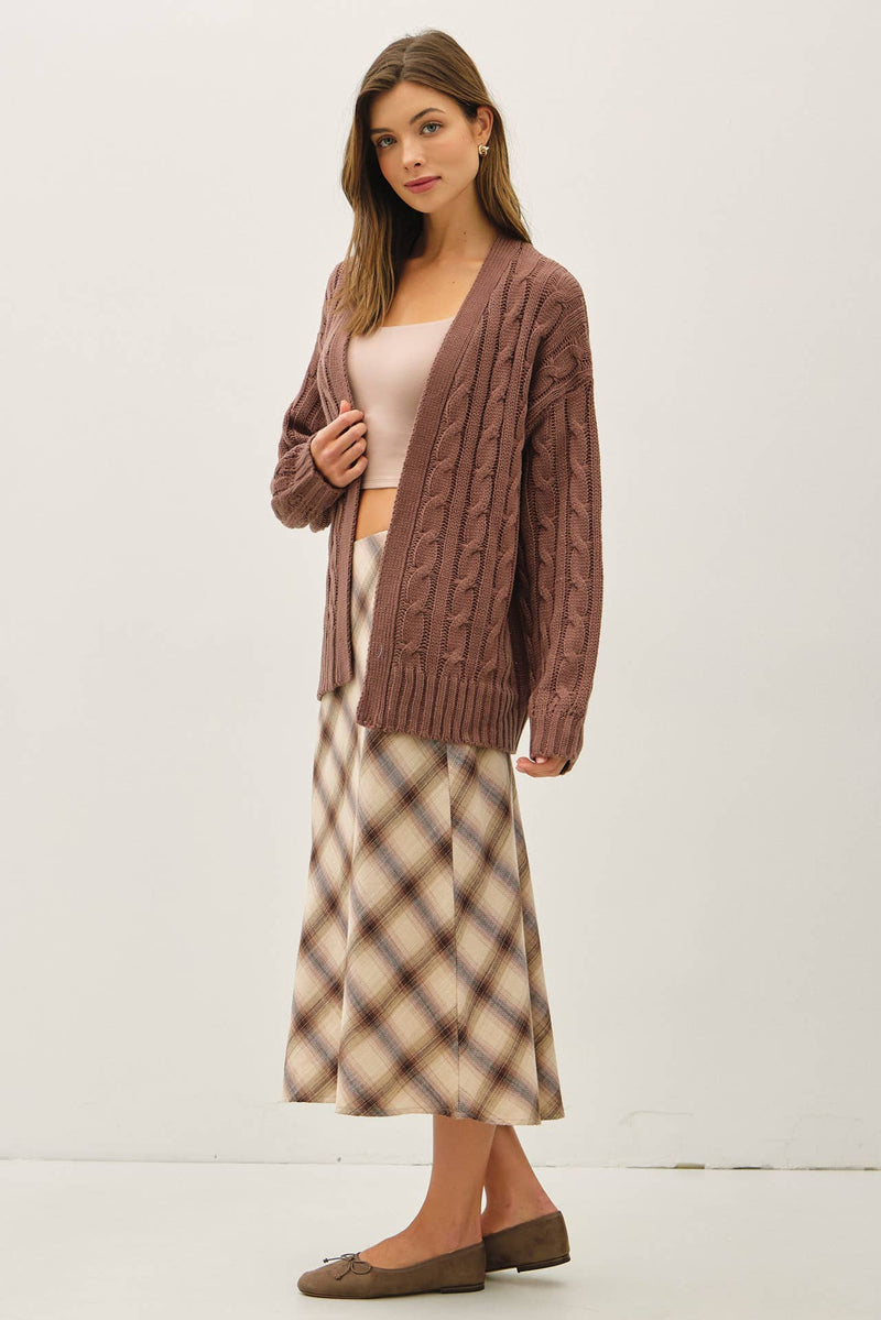 Chunky Cable Knit Cardigan | Chocolate