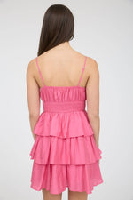 Ruffle Tiered Spaghetti Strap Mini Dress | Pink