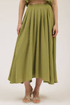 Boxy Pleated Midi Skirt | Green