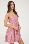 Floral Sleeveless Tiered Mini Dress | Dusty Fuchsia
