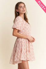 Curvy Floral Ditsy Print Mini Dress
