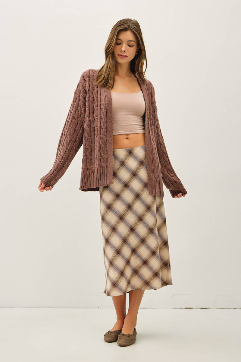 Chunky Cable Knit Cardigan | Chocolate