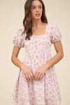 Floral Lace Trim Hook Mini Dress | Pink