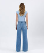 The Mandi High Rise Frayed Hem Wide Leg Jeans