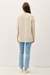 Oversized V-Neck Sweater With Raw Seam | Natural