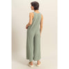 V-Neck Sleeveless Wide Leg Jumpsuit | Light Sage