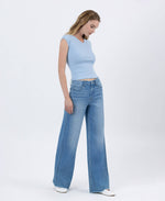 The Mandi High Rise Frayed Hem Wide Leg Jeans