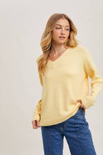 V-Neck Soft Knit Sweater Pullover | Lemonade