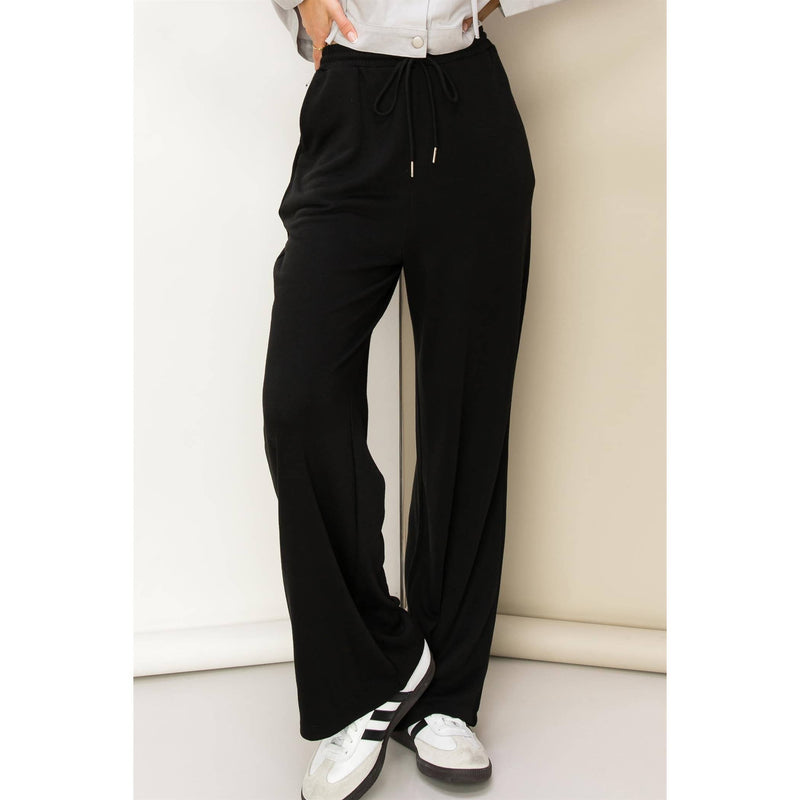 Drawstring Straight Jogger Pants | Black