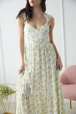 Floral Wrap Ruffle Detail Sleeveless Maxi Dress | Ivory