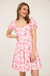 Floral Open Back Mini Dress | Pink