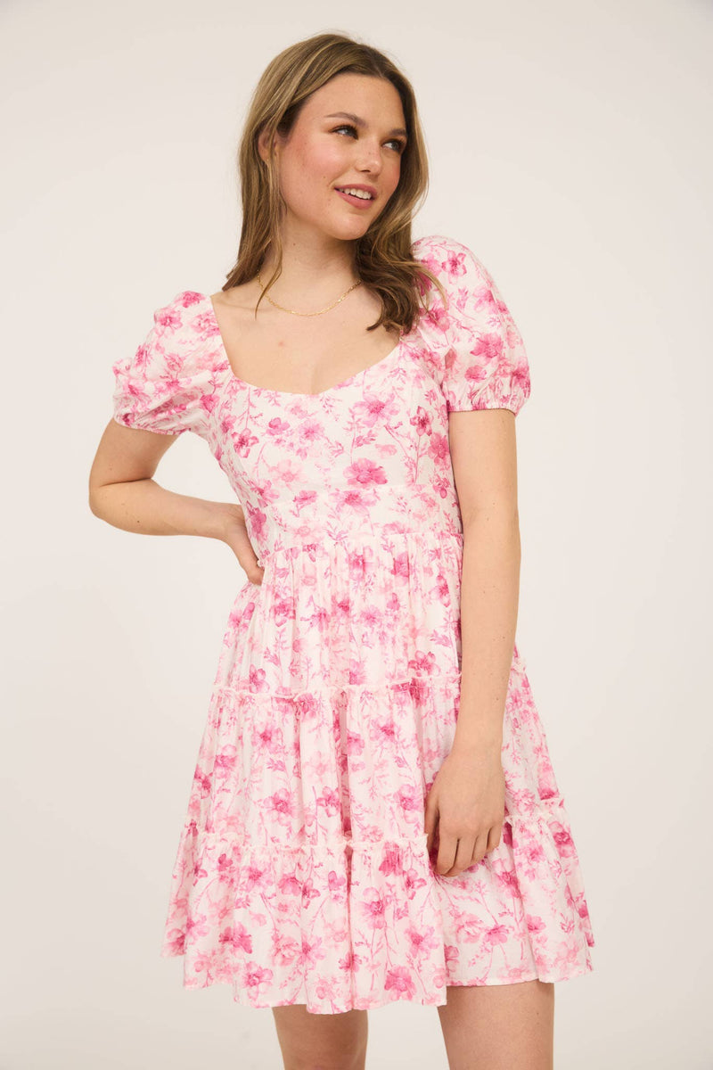 Floral Open Back Mini Dress | Pink