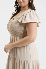 Curvy Flutter Sleeve Maxi Dress | Khaki