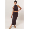 Ribbed Knit Midi Skirt | Espresso