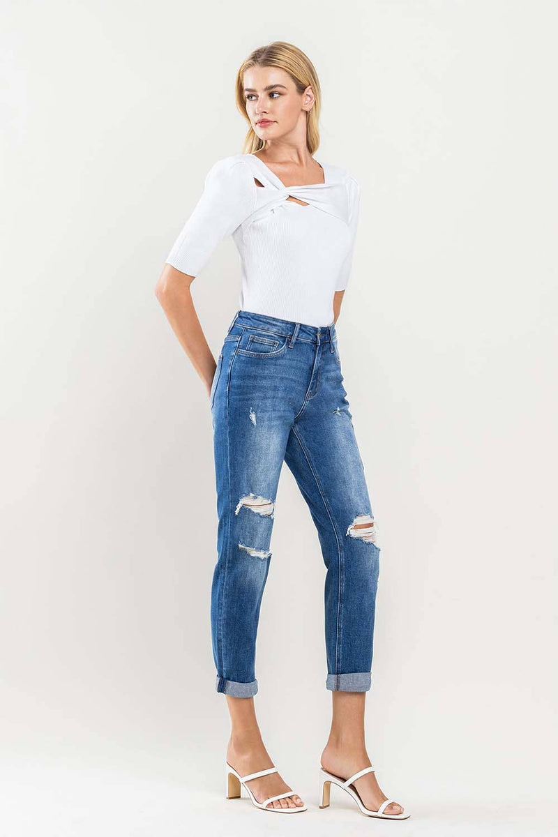 The Skeeter High Rise Distressed Boyfriend Jean