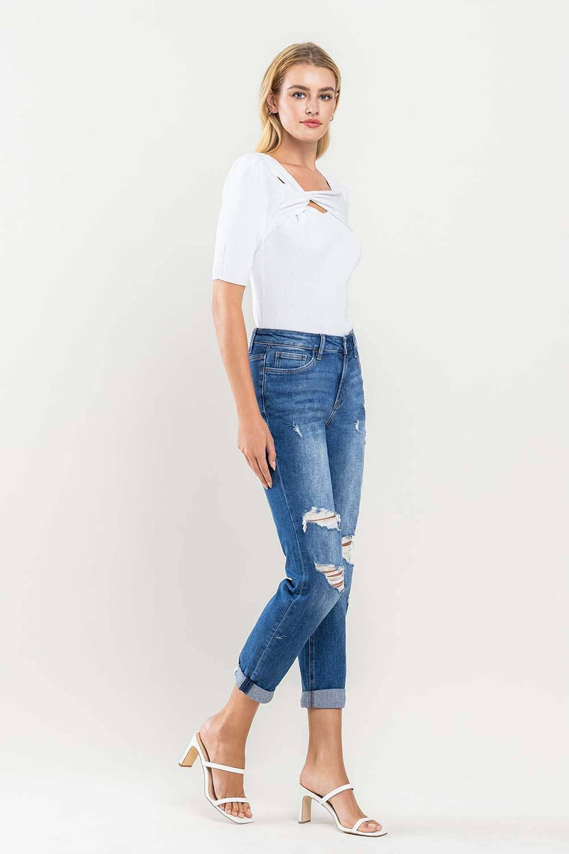 The Skeeter High Rise Distressed Boyfriend Jean