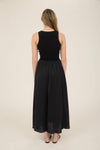 Knit Mix Media Sleeveless Midi Dress | Black
