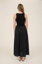 Knit Mix Media Sleeveless Midi Dress | Black