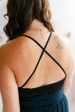 Cami Ribbed Crossback Cropped Tank | Black