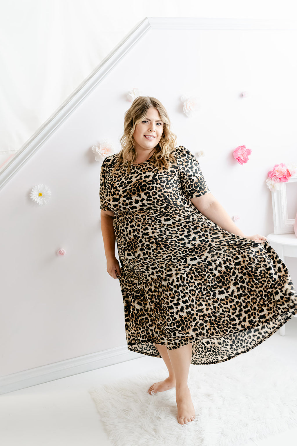 Curvy Cheetah Print Tiered Midi Dress - MNR Beauty Boutique